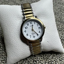 Timex Indiglo WR 30M  Two Tone Quartz Analog Ladies Watch Sz. 6"