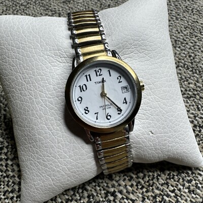 Timex Indiglo WR 30M  Two Tone Quartz Analog Ladies Watch Sz. 6''