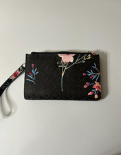 Guess Black Wristlet Wallet 2 Zipper Compartments 7"x 41/2"