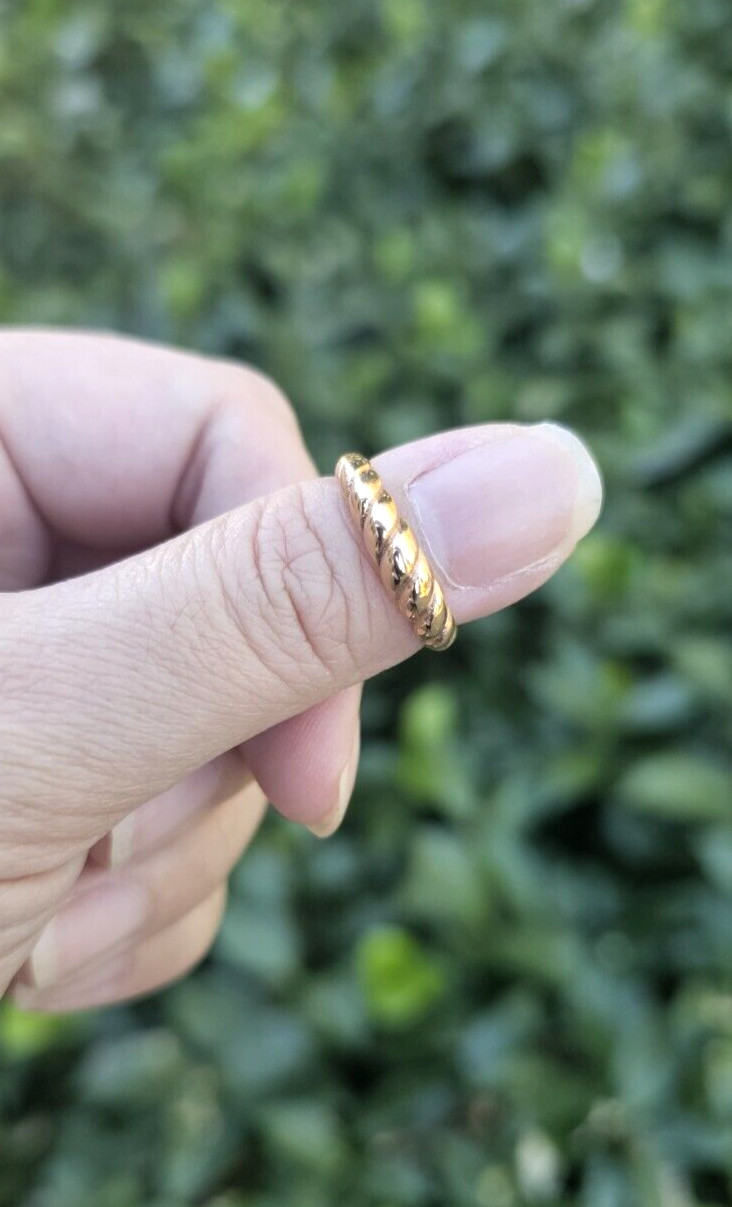 18k Solid Rose Gold Croissant Ring Sz 5.75