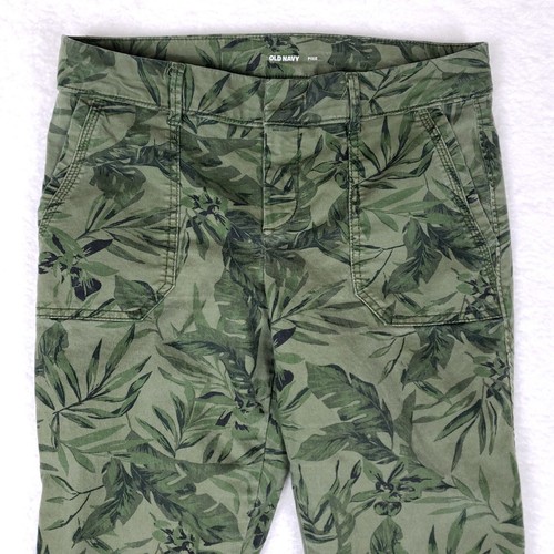 Old Navy Pixie Skinny Pants Womens 4 Green Camo Tropical Leaf Print Casual Chic - Picture 2 of 11