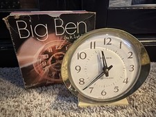 *Vintage 1960s Westclox Big Ben Style 8 White / Cream Windup Alarm Clock w/ Box*