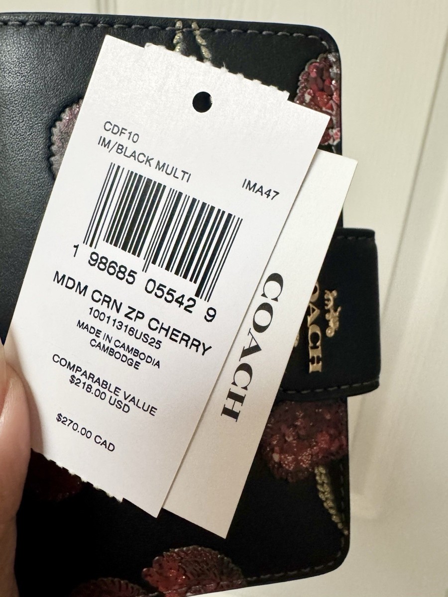 NWT Coach Medium Corner Zip Wallet With Cherry Print CDF10 | eBay