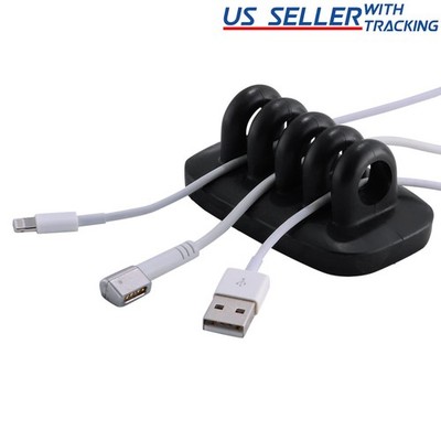 Cable Clip Holder Weighted Desktop Cord Management Fixture (Black)