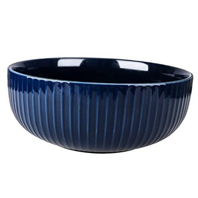 Extra Large Salad Bowl, 2800ml Ceramic Fruit Bowl, Stylish Round Navy Blue