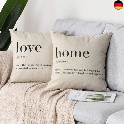 Artscope 2er Set Kissenbezug Love und Home Dekorative Kissenhülle Baumwolle 