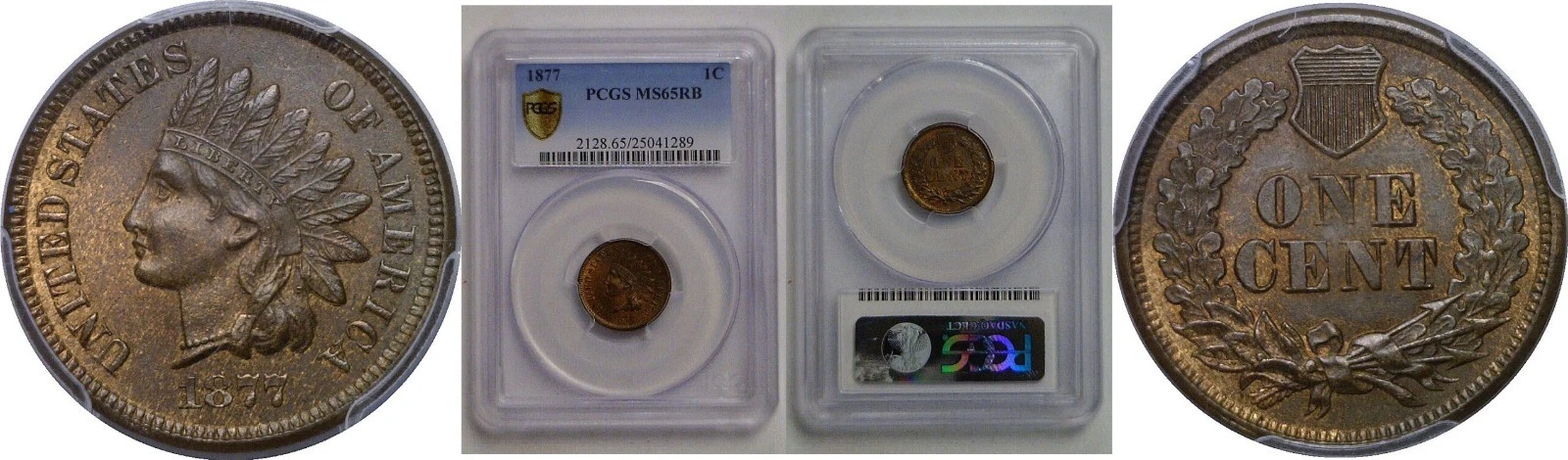 1877 Indian Head Cent PCGS MS-65 RB