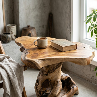 Massivholz Couchtisch Holz Teakholz Wurzelholz Wohnzimmer Sofa Tisch Teak rustik