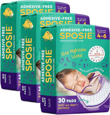 Sposie Overnight Diaper Booster Pads, Stop Diaper Leaks, Size 4-6, 90 Ct More
