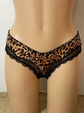 S VICTORIA'S SECRET Shimmer Leopard High-leg Cheeky Panty Silky Black Lace