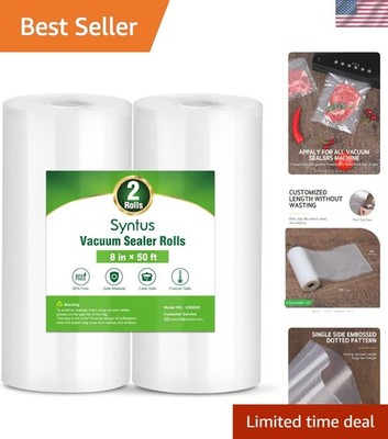 BPA Free Vacuum Sealer Bags - 2 Rolls (8'' x 50') for Fresh Meal Prep & Storage