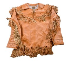 Vintage 1960s Deerskin Leather Pullover Fringe Jacket Women's M
