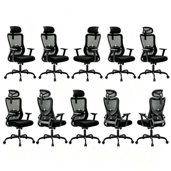 Ergonomischer BüRostuhl Marsail Mit 2D-KopfstüTze, 3D-Armlehnen-image