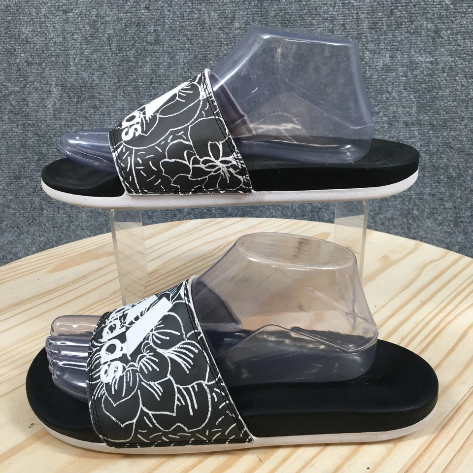 Adidas Sandalias Para Hombre 8 Adilette Cómodas Deslizables Negras Florales Punta Abierta Informales FV6331 Foto 2 de 4