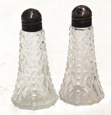 Vintage Cut Glass Crystal Salt and Pepper Shakers Made in the USA 323F