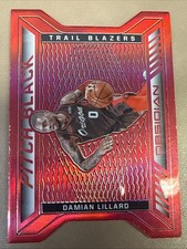 Damian Lillard 2020-21 Panini Obsidian - Pitch Black #13 Electric Etch Red Flood