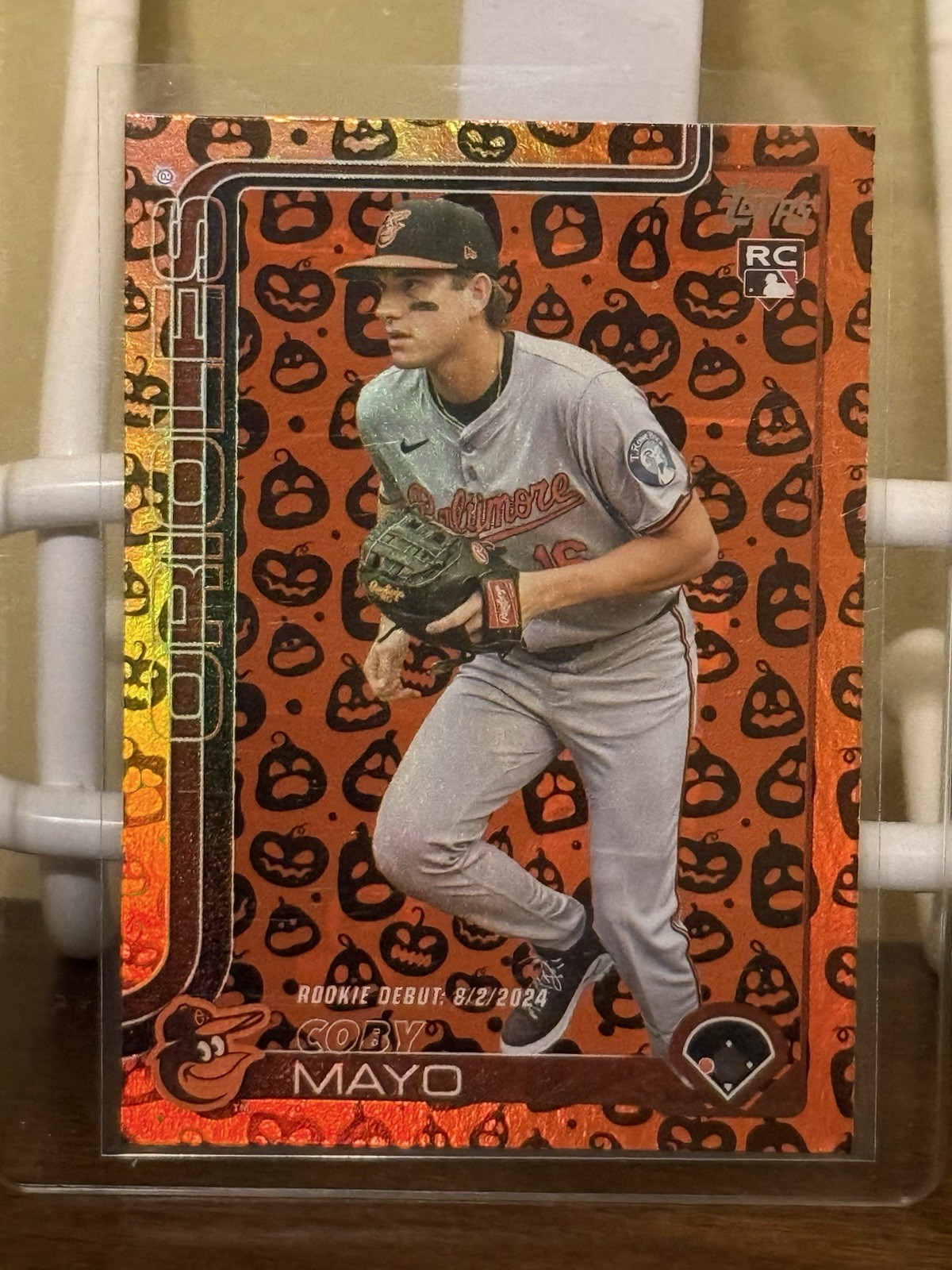 2025 Topps Update Series Rookie Debut Coby Mayo #US282 Jack-O'-Lantern Foil (RC)