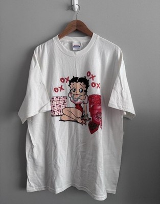 Vintage Betty Boop Xoxo Valentines Graphic Tee XL Cartoon White