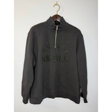 Harley Davidson Originals 1/4 Zip Embroidered Sweater Black Sz L