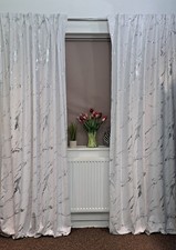 Velvet Curtains Marble  Gold or Silver Pencil pleat UK shipping multiple colours