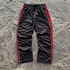 Vintage Adidas Sweatpants Men's XL Black Red 3 Stripes Baggy Wide Leg Y2K 00s