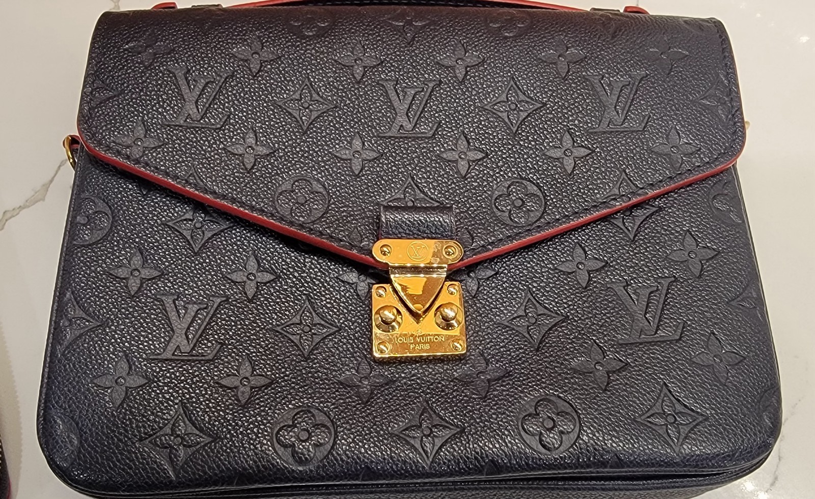 Auth Louis Vuitton Pochette Metis 2 Way Red Blue Monogram Empreinte Shoulder Bag image 3