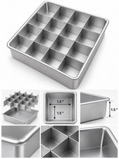 6x6 Inch Aluminum Brownie Divider Pan 16 Grid Removable Baking Tray