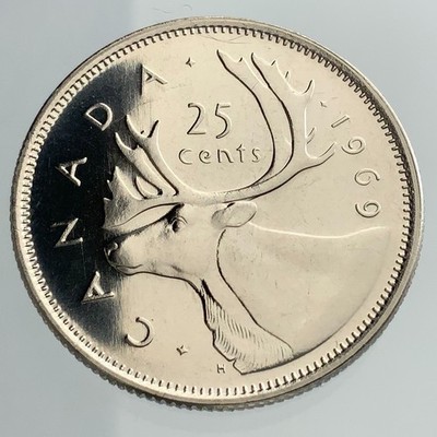 1969 Canada 25 Cents Quarter Uncirculated Coin KM#62b Proof-like Nickel KK068