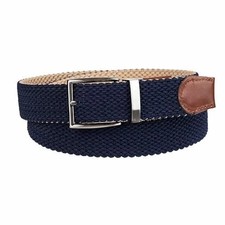 Tommy Bahama - Men's Stretch Braided Reversible Belt - Khaki/Navy - L/XL 38-42
