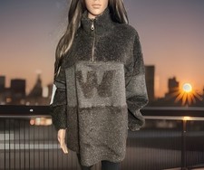 RETRO # FLEECE PULLOVER # Gr. M  # Buchstabe W # BRAUN # SKI # unisex # VINTAGE