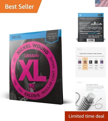 Electric Bass Guitar Strings, XL Nickel, -5, Regular Light Gauge 45-130, Long...