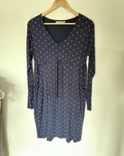 JoJo Maman Bébé Maternity Dress Navy/Red Floral V-Neck Long Sleeve Size S