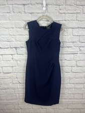 Adrianna Papell Ruched Flattering Navy Sheath Special Occasion Dress Size 10