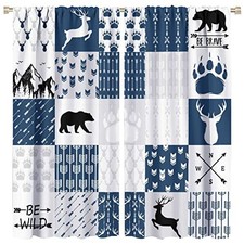 Blackout Curtains,Retro Cabin Hunting 42"W x 45"L Pack of 1 Rustic Deer Bear