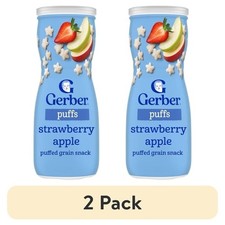 Gerber Grain Grow Puffs Strawberry Apple Baby Snacks 1.48 Oz 2 Pack