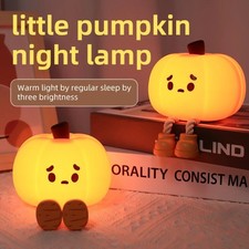 LED K&uuml;rbis Nachtlicht Silikon+ABS, Akku 500mAh, Kinderzimmer Lampe