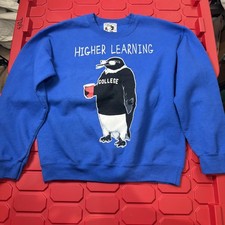 Riot Society Sweatshirt Men’s Medium Blue Penguin Higher Learning College