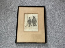 Framed Original Pencil Sketch Signed L S Lowry (see notes) 1930s/40s 2 figures