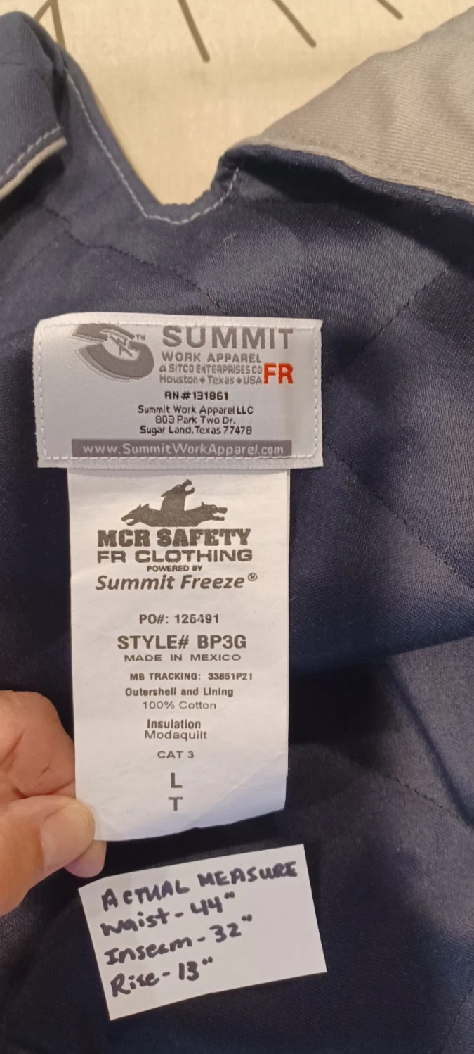 MCR Safety FR Bib Overall Summit Freeze BP3G Insulated Cat 3 Modaquilt LT 44x32 image 12