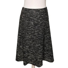 Talbots Black White A-Line Skirt Size 18 Wool Blend Tweed Knee Length Classic