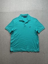 Nautica Polo Shirt Mens Medium Blue Cotton Blend Short Sleeve Casual Top