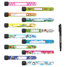 Vicloon Notfall-Armband F&uuml;r Kinder, 12 St&uuml;ck SOS ID Armband Mit Marker Stift, Wa