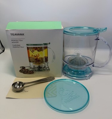 Teavana Perfectea Maker 16oz Loose Leaf Tea Infuser Brewer in box Aqua