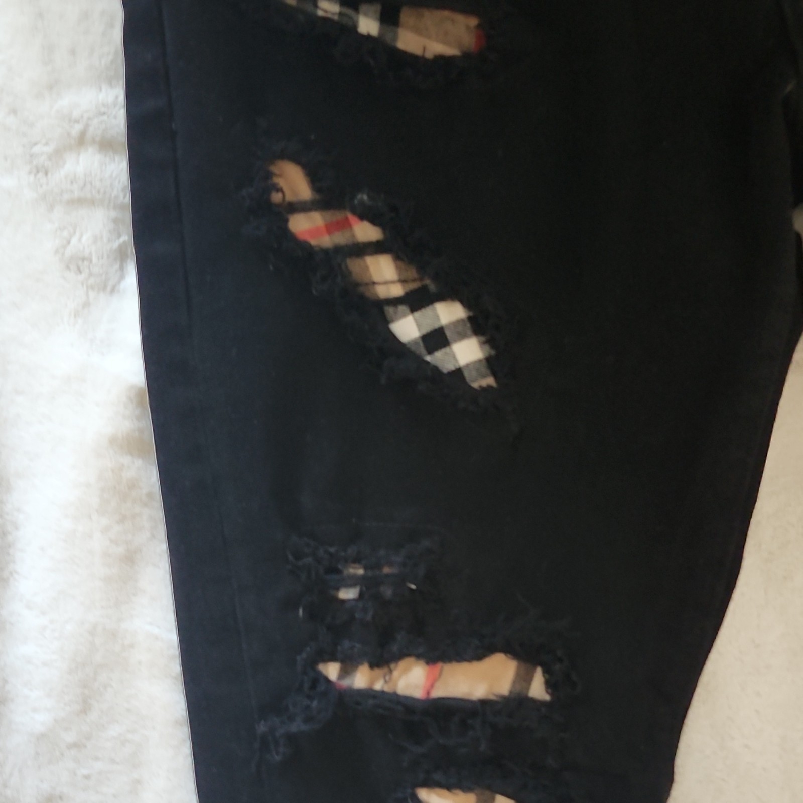 Saint Morta Black Distressed Plaid Patch Denim St… - image 6