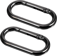 2 StüCk Oval Spring Karabinerhaken GroβE, 1.96×0.98 Schwarz Metall Ringkarabiner