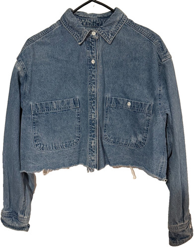 Signature8 Denim Jacket Womens L - Pocketed - Cropped - Vintage Y2K Designer - Image 1