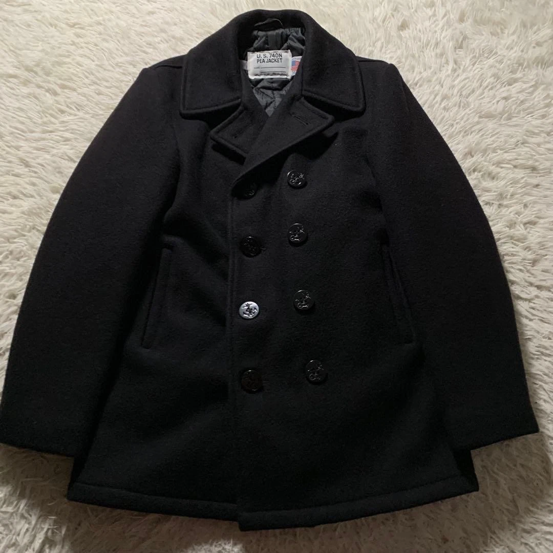 Abrigo Chaqueta de Lana SCHOTT 740N Pea Negro M Auténtico De Japón