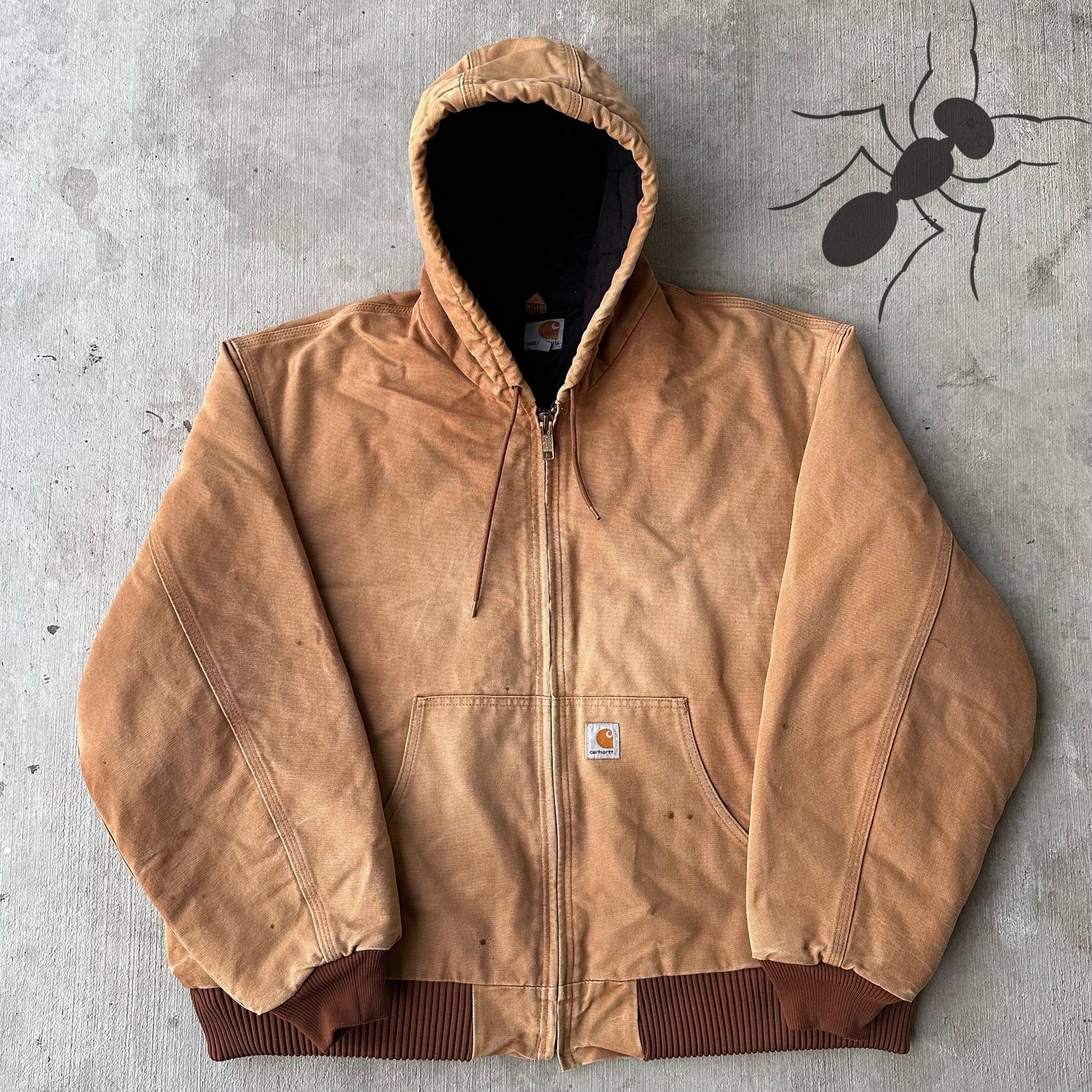Vintage Y2K Carhartt brown hooded work wear jacket