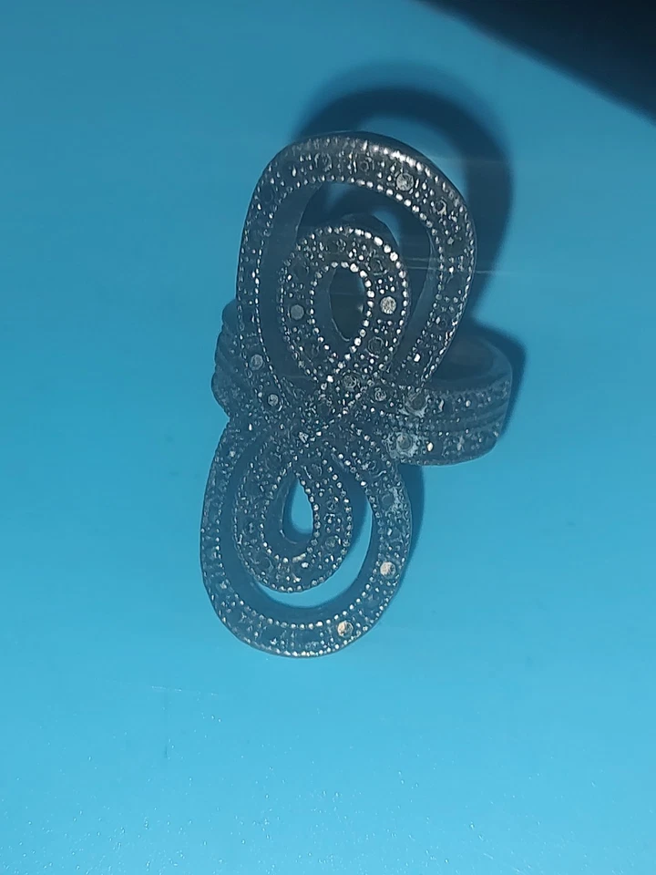 Lucky Brand Brass Marcasite Figure Eight North South Infinity Ring Size 6.5 - Image 2 of 4