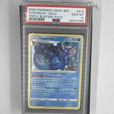 Pokemon Vaporeon SWSH072 Holo Promo 2020 SWSH PSA 10 English Card on eBay